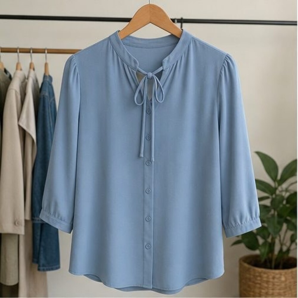 Blue Lace Trim Top